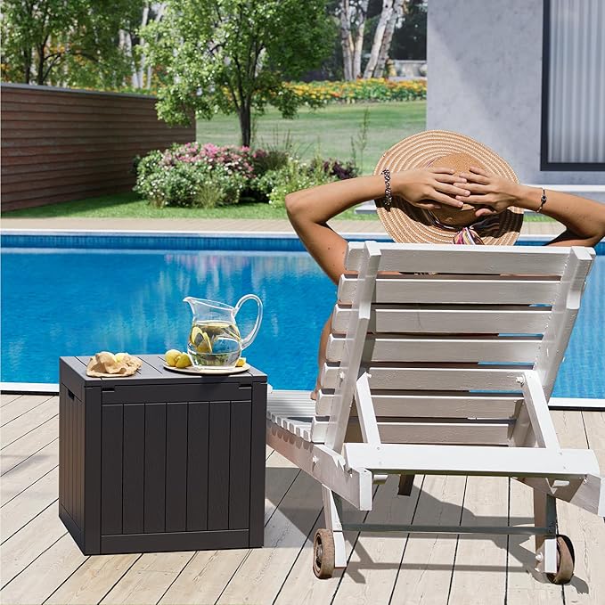 33 Gallon Outdoor Storage Box, Waterproof Resin Deck Box for Indoor & Outdoor Use – Lockable Patio Storage Bin for Garden Tools, Package Deliveries, Pool Accessories, Sports Gear & Furniture-Black