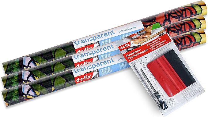 d-c-fix 346-0431-3PKA Self-Adhesive Privacy Glass Window Film, Venetian Garden, 17" x 78" Roll, 3-Pack with Applicator