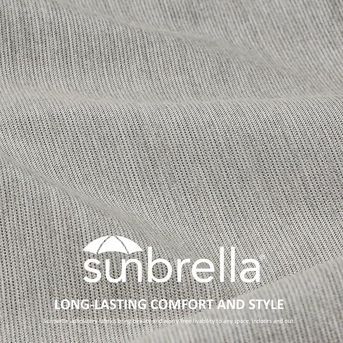Sunbrella Square Corner Seat Cushions, 19" x 19" x 3", Set of 4, Indoor Outdoor Water Repellent Universal Chair Pads with Ties for Patio Furniture, Garden Dining Chairs, Specrtum Pebble