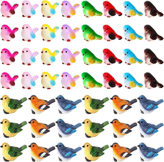 Wenqik 50 Pcs Mini Resin Bird Figurines Miniature Small Birds Figurines Realistic Animal for Fairy Terrarium Craft Garden Accessories Home Ornament Micro Landscape Birthday Cake Toppers Decor