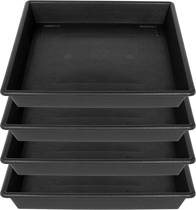 Square Plant Saucer 14 Inch 4 Pack, Plant Stand Plant Trays for Pots Heavy Duty Plastic Plant Saucers for Indoors Outdoors, Flower Pot No Holes Terracotta Plant Lover Gardening Gifts