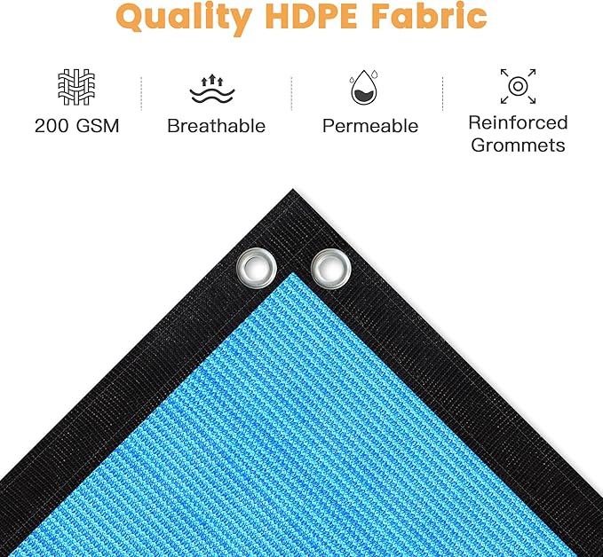 VICLLAX Shade Fabric Sun Shade Cloth with Every 2 FT Grommets for Patio Garden Pergola Cover Canopy 4x22 FT, Mixed Turquoise