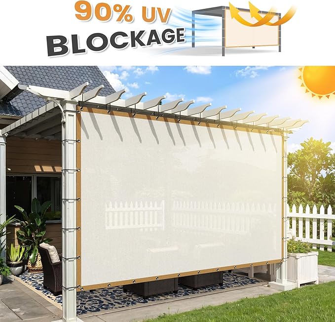 VICLLAX Shade Fabric Sun Shade Cloth with Every 2 FT Grommets for Patio Garden Pergola Cover Canopy 22x23 FT, Cream