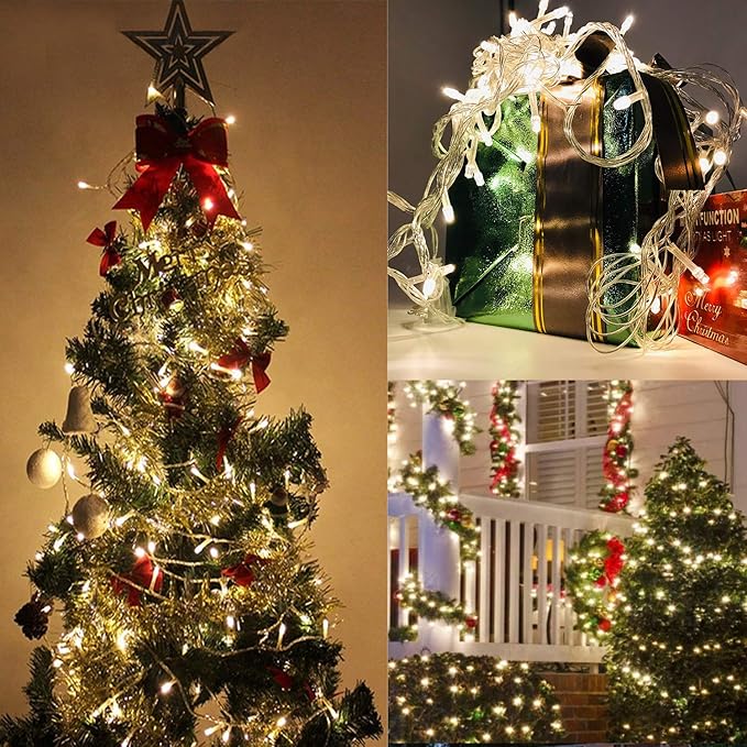 2 Pack 36ft 100 LED Battery Operated String Lights with Remote Timer Waterproof 8 Modes String Lights for Bedroom, Garden, Easter, Party, Christmas Indoor and Outdoor Decorations -Cool White