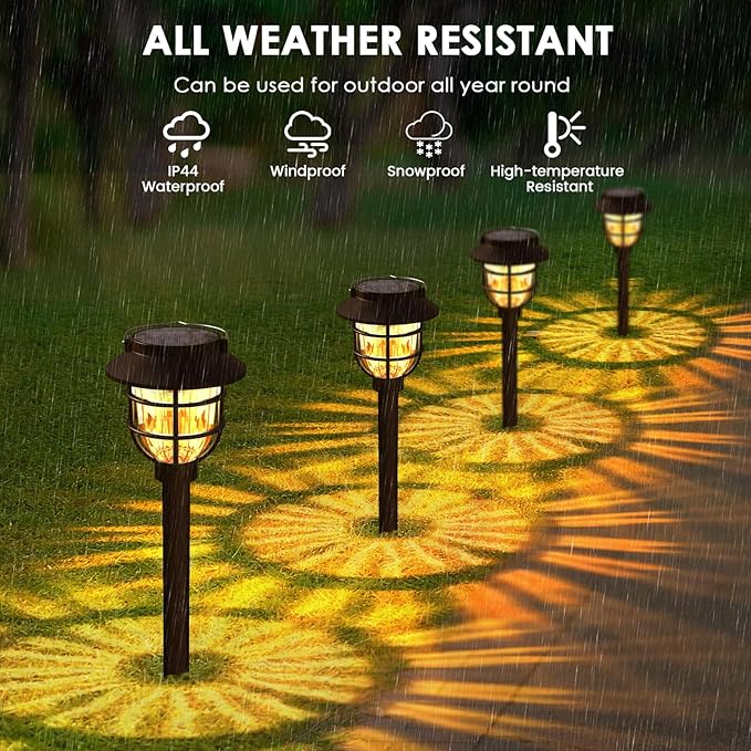 10 Pack Solar Pathway Lights Outdoor - Bright Solar Powered Garden Lights with 3000K Warm LED, Auto On/Off Waterproof Path Lights Decorative, Landscape Lighting for Yard Patio Walkway Driveway