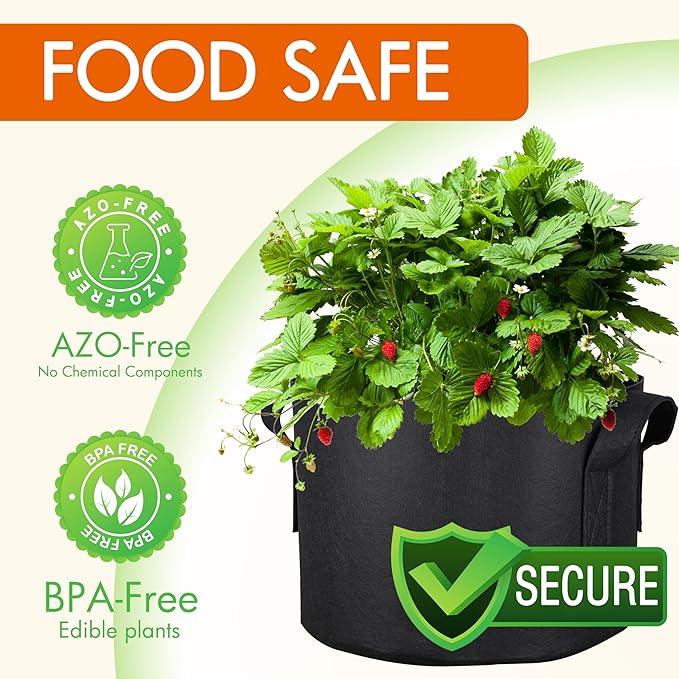 Gardzen 10-Pack 3 Gallons Grow Bags, Aeration Fabric Pots with Handles, Heavy Duty Cloth Pots for Plants