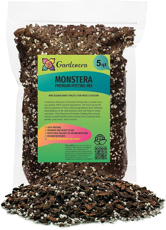 Premium Monstera Potting Soil - Quick Drain Potting Soil for Growing and Repotting Monstera Deliciosa/Swiss Cheese Plant - 5 Quart Bag