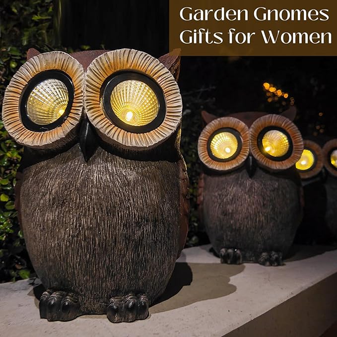 DKJOCKY Owl Gifts for Women, Solar Owl Decorations for Yard, Garden Oranments Outdoor Gardening Gifts for Birthday Christmas for Women Mom Grandma Wife