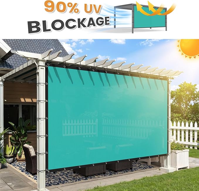 VICLLAX Shade Fabric Sun Shade Cloth with Every 2 FT Grommets for Patio Garden Pergola Cover Canopy 7x22 FT, Turquoise