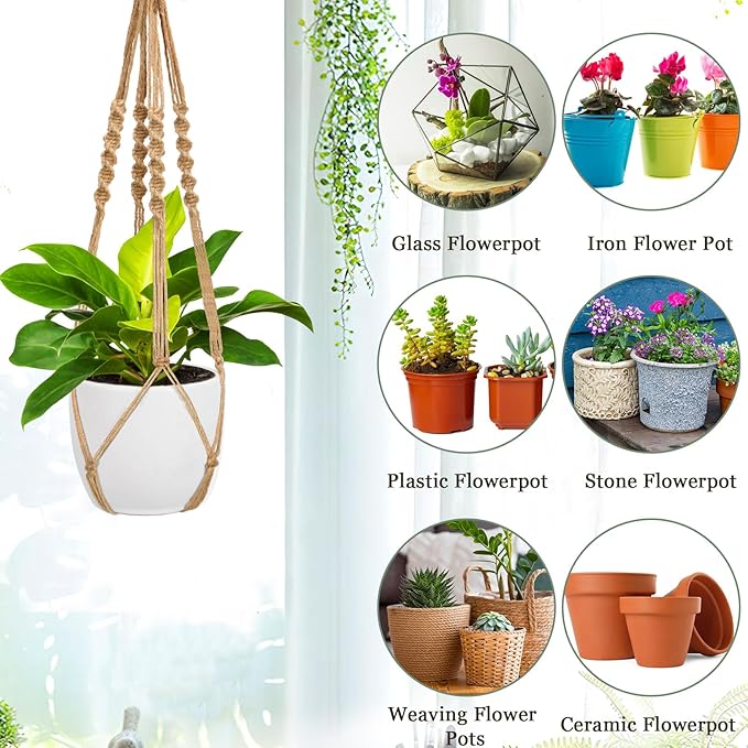 Augshy 27 Inch Macrame Plant Hanger, 2 Packs Plant Hangers with Hooks, Hanging Planter for Indoor Plants Decorative Macrame Pot Hanger for Home Decor