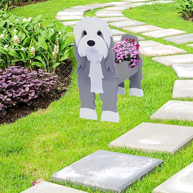 Baba Collie Dog Planter Plant Pots,Cute Garden Dog Flower Planter,Dog Planters Birthday Gifts for Women,Office,Indoor/Outdoor Decor（9.45in*5.98 * 13.54in）