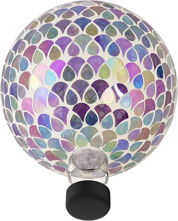 Alpine Corporation 10" Diameter Indoor/Outdoor Glass Mosaic Gazing Globe Yard Decoration, Colorful Teardrop Design
