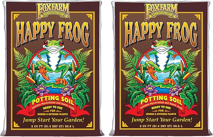 FoxFarm Happy Frog Potting Soil, 2cu ft (Pack of 2) - for Indoor/Outdoor Container Plants, Improves Root Efficiency, pH Adjusted for Optimal Nutrient Uptake - Contains Mycorrhizae and Humic Acids