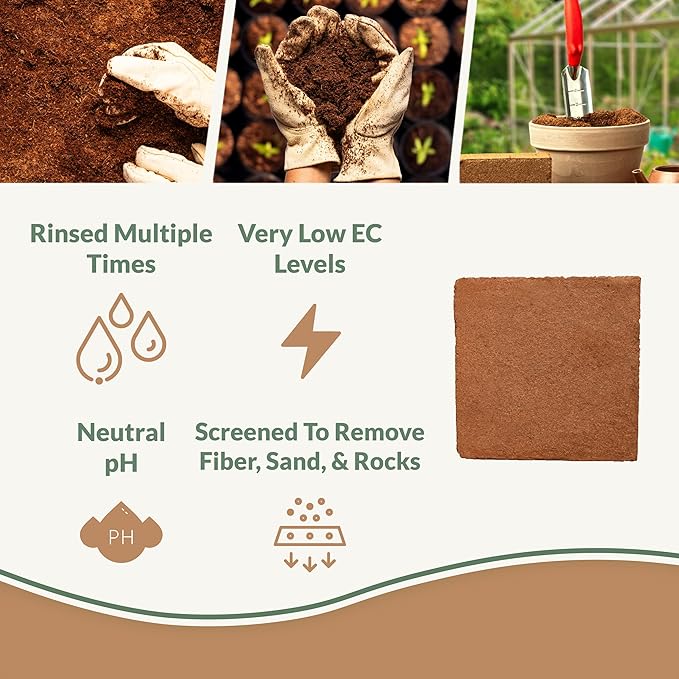 Coco Bliss (40lbs) - Organic Coco Coir for Plants - OMRI-Listed Coco Coir Brick for Garden Soil & Potting Mixes - Coconut Fiber Substrate Mixes with Potting Soil for Indoor Plants & Outdoor Plants