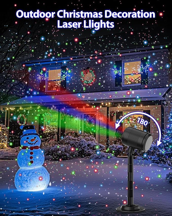 Christmas Laser Lights, RGB Laser Projector Light with RF Remote,Timer, Christmas Decorations Holiday Gift Projector for Xmas Home Garden Yard Party Outdoor Indoor Lights Show