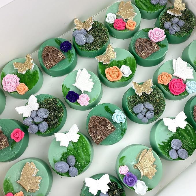 Fairy Garden Door Silicone Molds, Enchanted Vintage Gnome Home Window Door Fondant Molds, Mushroom Flower Leaf Chocolate Baking Molds for Cake Decoration Cupcake Topper Candy Clay Resin