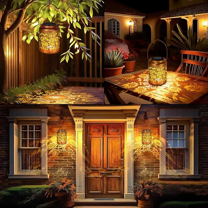 Garden Decor Birthday Gifts for Women, Sunflower Solar Lanterns Outdoor Decoration, Mothers Day Gifts for Mom Grandma, Hanging Solar Lights Outside for Yard, Patio, Backyard, Porch (2 Pack)