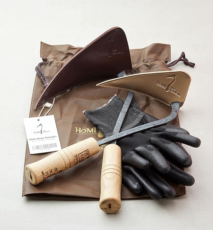 HandPlowHoe Gardentool with Safety Cover for Easy Gardening, Weeding and Farming Made by Korean Master Blacksmith (Small)