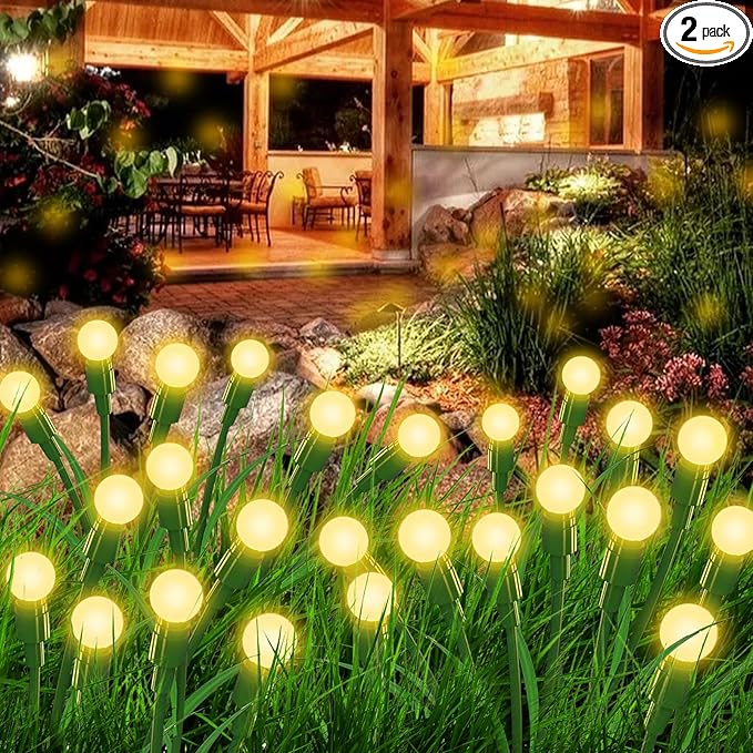Aogist Solar Garden Lights Outdoor Waterproof,2 Packs 20 LED,Sway by Wind, Yard Patio Pathway Decoration, High Flexibility Iron Wire & Heavy Bulb Base,Warm White
