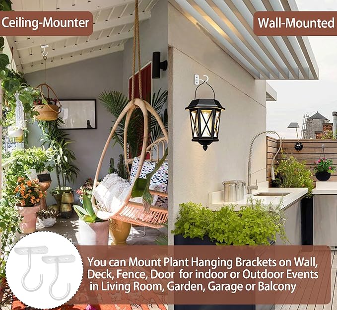 Ceiling Hooks for Hanging Plants 2.5in 2Pack Metal Plant Bracket Iron Wall Mount Lanterns Hangers for Hanging Bird Feeders, Lanterns, Wind Chimes, Planters, Outdoor Decoration Hooks