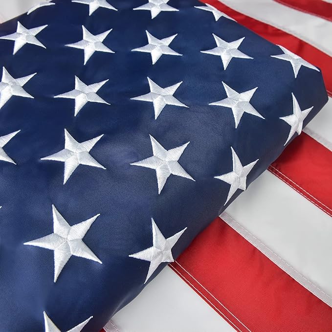 Large American Flag 6x10 FT, US Flag High Wind with Embroidered Stars, Sewn Stripes, Brass Grommets, Durable USA Flag Outdoor Outside