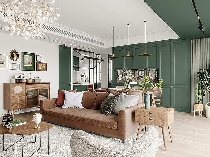 Dimoon 118''x17.7'' Green Peel and Stick Wallpaper Contact Paper Modern Self Adhesive Wall Paper Removable Renter Friendly Textured Solid Color Shelf Cabinet Vinyl Roll (118''x17.7'',Dark Green)