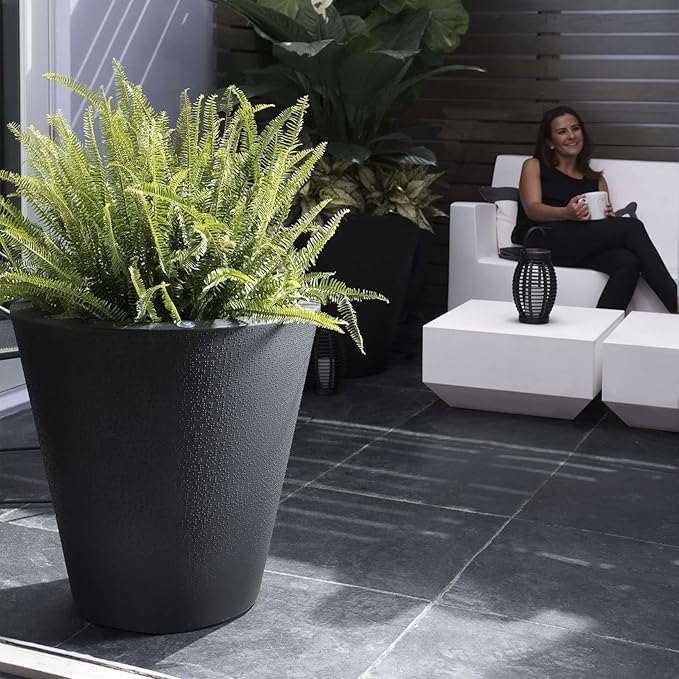 Crescent Garden Dot TruDrop Indoor/Outdoor Planter, Self-Watering Plant Pot, 20 Inches, (Ash)