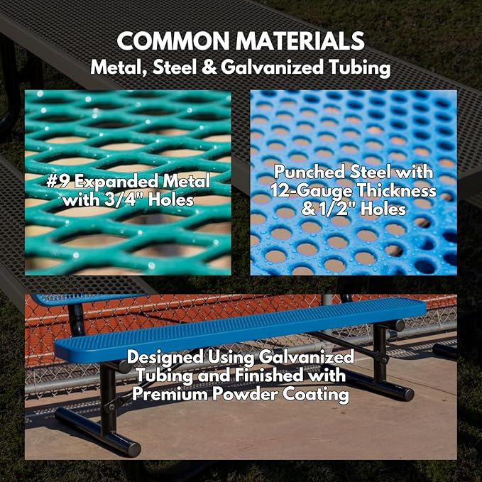 Coated Outdoor Furniture Heavy-Duty Outdoor Bench Thermoplastic Coated, Expanded Metal, Commercial-Grade Seating, Made in America (Inground with Back, 8 Ft, Burgundy)