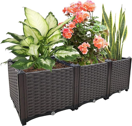 Raised Garden Bed Large Planters for Outdoor Plants Deepened Plant pots Planter Box Elevated Garden Patio Balcony Deck to Planting Flowers Vegetables Tomato and Herbs