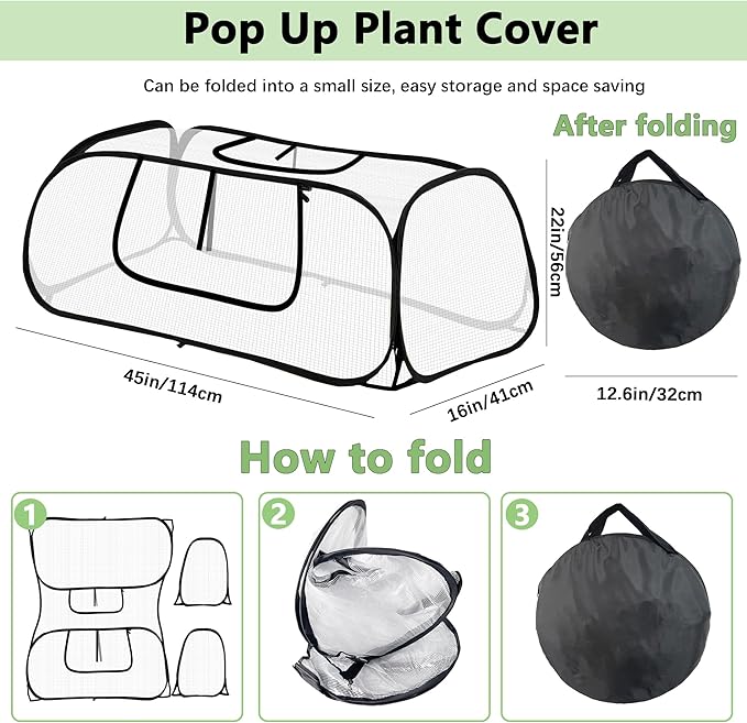 45"*22"*16"Garden Plant Covers with Two Air Hole and Breathable Mesh for Raised Beds, Accelerator Plants Cover, Mini Greenhouse Cover, Frost Cover for Plant Vegetable Seedling Protector 2PCS