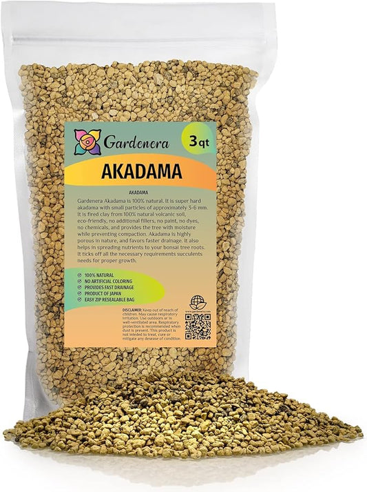 Pure Hard Akadama for Bonsai/Succulent Soil - (3mm-6mm) Small Grain for Cactus, Bonsai Plants Soil Amendment, Prevent Over Water, Provides Optimal Water Retention, Fast Drainage (3 Quart)