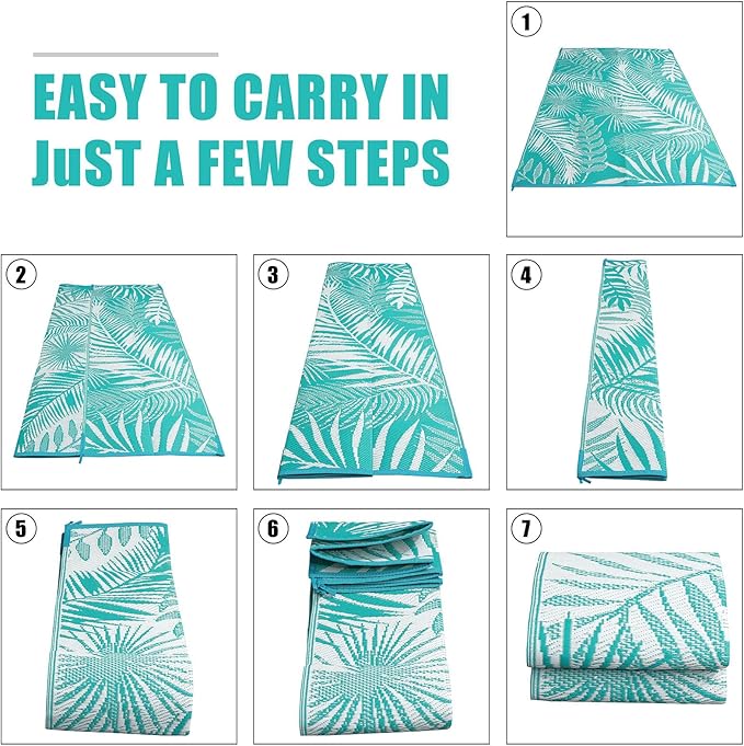 HiiARug Outdoor Rug 5x7 Reversible Plastic Straw Rug Waterproof Patio Rugs for Patios Clearance RV Mat for Outside Outdoor Carpet for RV Porch Deck Beach Camper Backyard