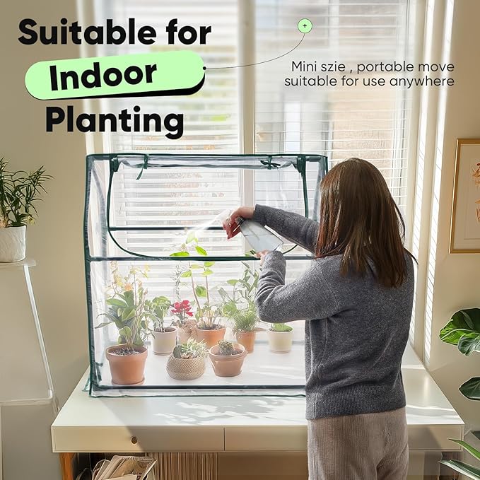 Quictent Portable Mini Cloche Greenhouse w/ Elevated Bottom, Reinforced High Light Transmission Waterproof UV-Resistant Hot House for Indoor Outdoor, 36" x 18" x 33", Clear