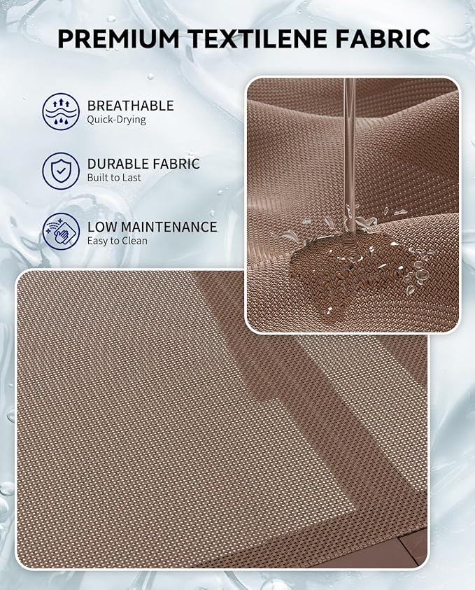 Aluminum Chaise Lounge Chair Outdoor, Foldable Patio Lounge Chair 2 Sets Assemble-Free, Pool Lounge Chairs with 5 Adjustable Backrest, Outdoor Lounge Chairs for Outside Poolside Beach Lawn Brown