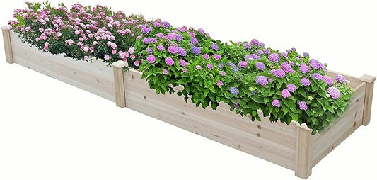 BTExpert 8ft x 2ft Horticulture Raised Garden Beds Elevated Planting Divisible Large Wooden Planter Box Kit Stand for Vegetable Herbs Flower Backyard Patio Balcony Bed Liner Outdoor Clear Natural Wood