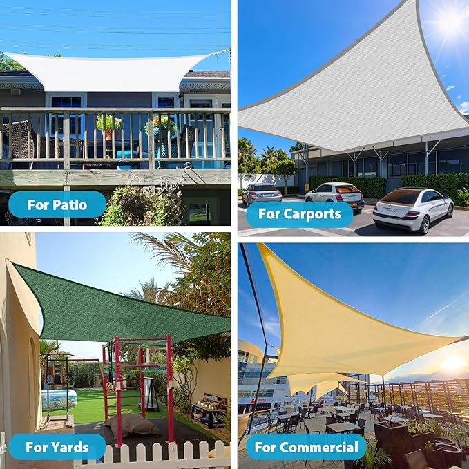Amagenix Sun Shade Sail 16'X20' Curved Edge Outdoor Shade Canopy Turquoise Mixed Breathable 95% UV Block Shade Cloth for Patio Garden Backyard (We Make Custom Size)