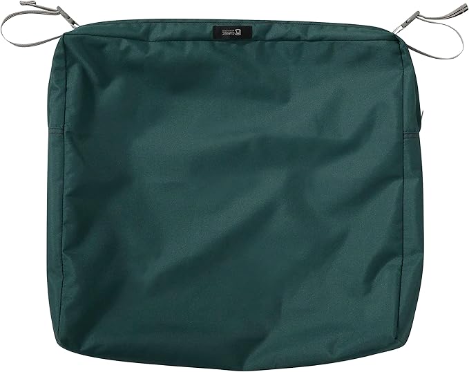 Classic Accessories Ravenna Water-Resistant 21 x 19 x 3 Inch Patio Seat Cushion, Mallard Green, Chair Seat Cushion