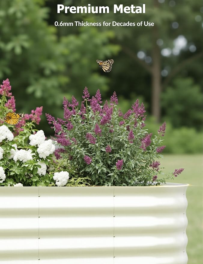 2 Pcs Raised Garden Beds Outdoor 6x3x2ft - Galvanized Steel Planter Box for Vegetables, Flowers, Rust-Resistant Garden Box, Easy Assembly Raised Beds, Durable Planters for Outdoor Plants, Beige