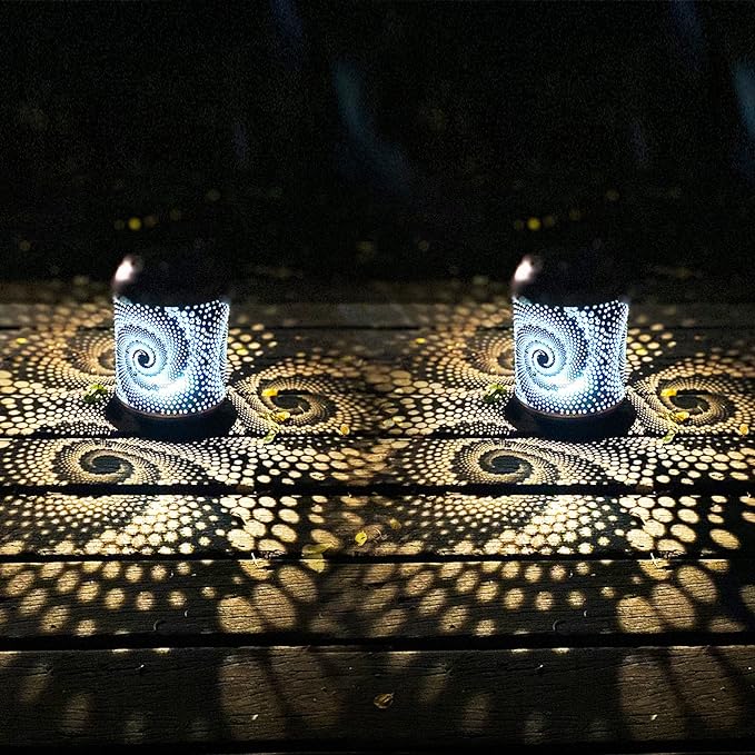 2 Pack Solar Lanterns Outdoor Hanging Lantern Metal Waterproof LED Lantern with Solar Powered Garden Patio Decorations Decor Lantern with Handle Christmas Gift Idea