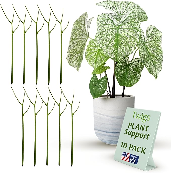 Plant Support Stakes, Stem Holder Structures for Indoor & Outdoor Use, Garden Accessories for Climbing & Potted Plants, Trellis Alternative - Peony (Light Green), 10 Pack, 22" L, Original