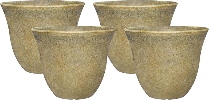 Classic Home and Garden Honeysuckle Planter, Patio Pot, 13" Fossil Stone (One Pack) (Pack of 4)