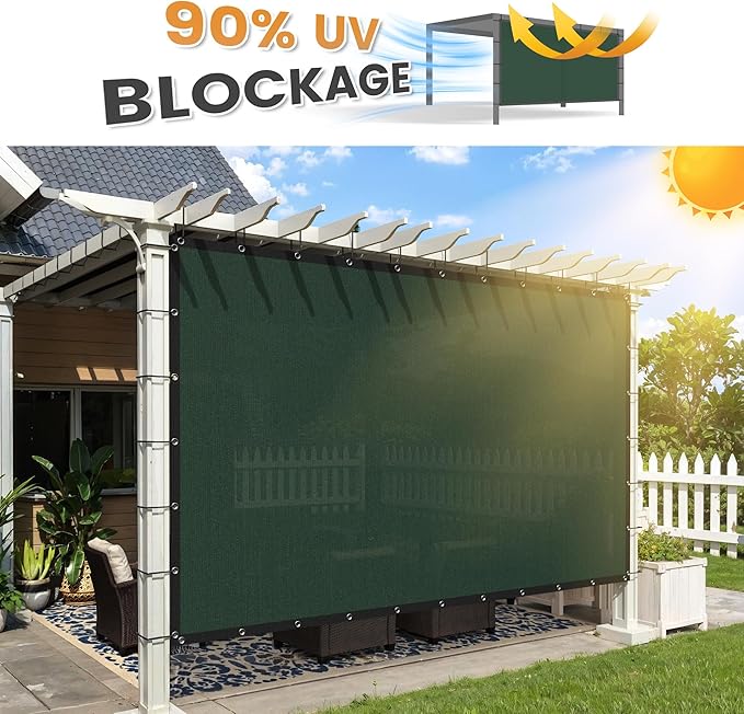 VICLLAX Shade Fabric Sun Shade Cloth with Every 2 FT Grommets for Patio Garden Pergola Cover Canopy 16x21 FT, Dark Green