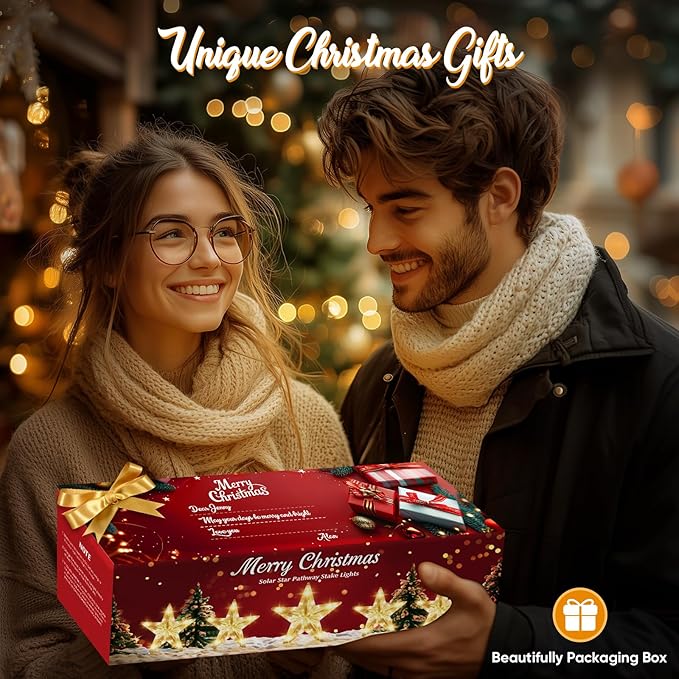 Christmas Decorations Solar Lights Outdoor: 8 Pack 64 LED Solar Christmas Lights Outdoor Waterproof, 8 Warm White Lighting Modes Christmas Pathway Lights Xmas Decor for Outside Yard Garden Backyard