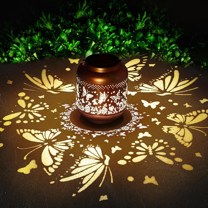 Gifts for Mothers Day Women Mom Grandma Solar Lantern Outdoor Waterproof Butterfly Garden Decor Hanging Solar Lights Yard Decorations Outdoor, Birthday Gifts for Mom, Backyard, Patio, Porch