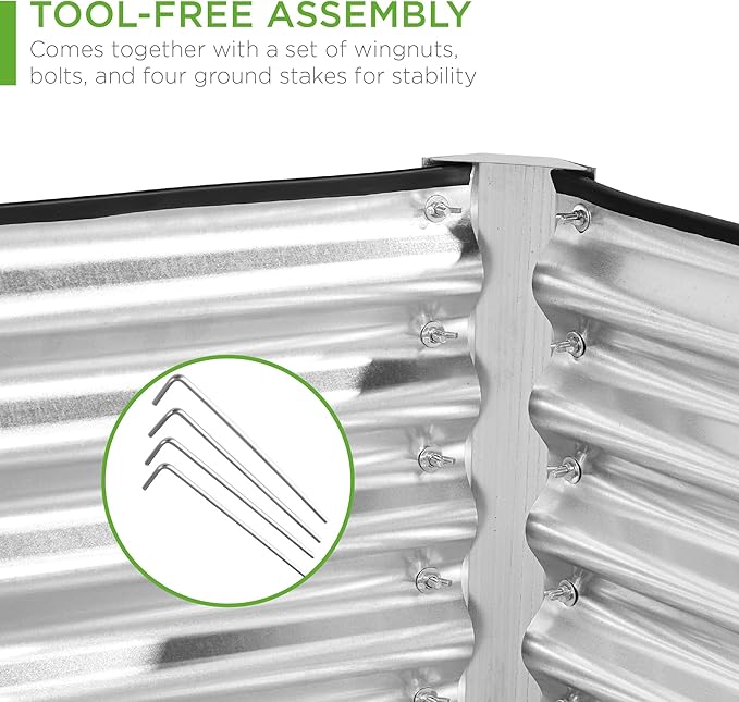 Best Choice Products 8x4x2ft Outdoor Metal Raised Garden Bed, Deep Root Planter Box for Vegetables, Flowers, Herbs, and Succulents w/ 478 Gallon Capacity - Galvanized