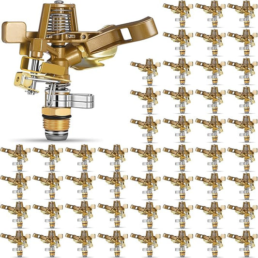 Ferraycle 50 Pieces 1/2 Inch Brass Impact Sprinkler Head with Nozzles Heavy Duty Adjustable 0-360 Degrees Impulse Sprinkler Head Lawn Watering for Yard Irrigation