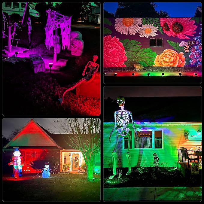 WELALO Solar Color Changing Spot Lights Outdoor, Waterproof Solar Christmas Lights, 7 Modes Multicolor RGB Landscape Spotlights for Garden Yard Driveway Lawn Patio Pathway Easter Decorations, 6 Pack