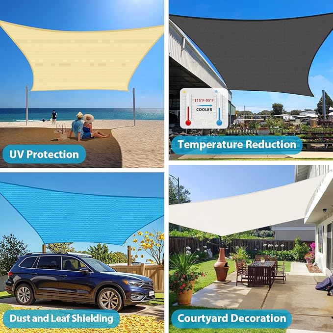 Amagenix Sun Shade Sail 11'X11' Curved Edge Outdoor Shade Canopy Rust Red Breathable 95% UV Block Shade Cloth for Patio Garden Backyard (We Make Custom Size)