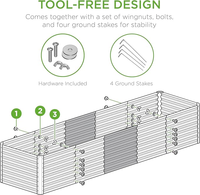 Best Choice Products 8x2x2ft Outdoor Metal Raised Garden Bed, Rectangular Deep Root Planter Box for Vegetables, Flowers, Herbs, and Succulents w/ 239 Gallon Capacity - Taupe