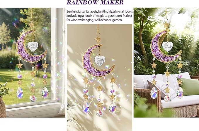 Best Mom Gifts, from Daughter Kids, Mom Birthday Gifts for Mother-in-Law Christmas Mom Gift-Mom Moon Crystal Suncatcher for Indoor Window Hanging Decor New Mom Gifts for Women Wife